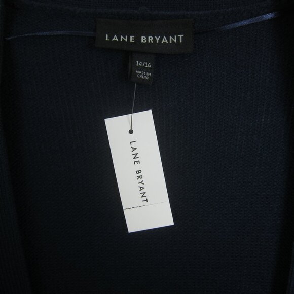 Lane Bryant Sweater 14 / 16 Open Front Cardigan Long Sleeve Navy Blue Pink NEW - Picture 6 of 11